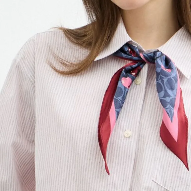 COACH Silk Scarves Unisex Blue Red-2