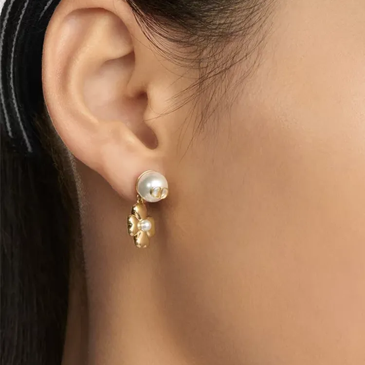 DIOR Metal Earrings Women's Gold-4