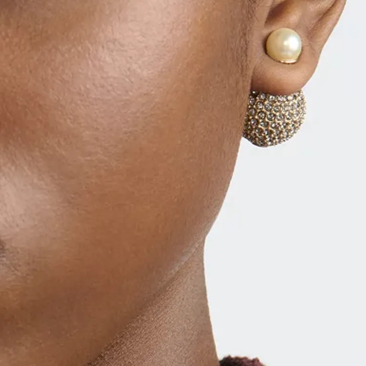 DIOR Metal Earrings Women's Matte Gold-2