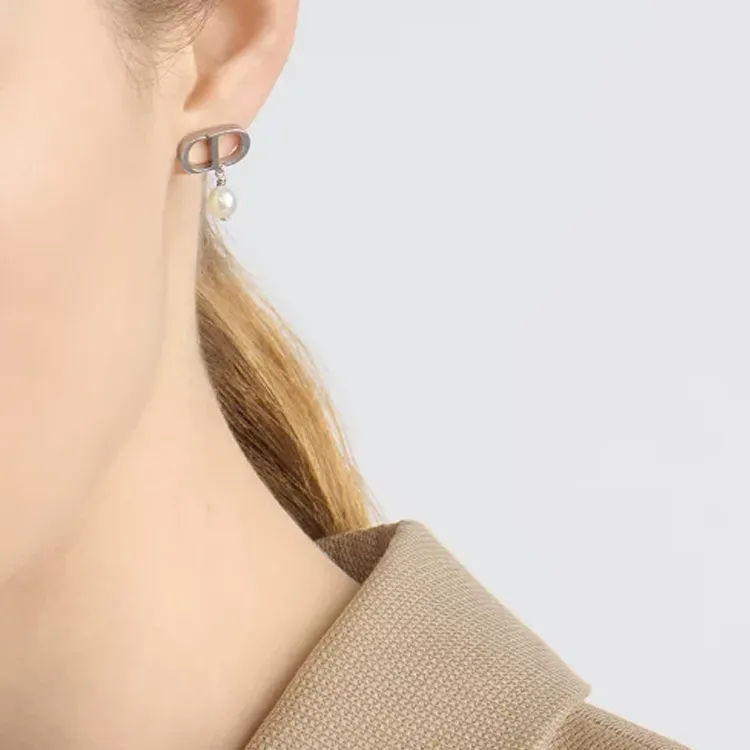 DIOR Resin Earrings Women's Silver-2