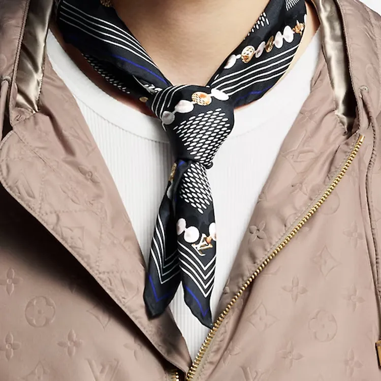 LOUIS VUITTON Damier Tied Up Silk Bandana-2