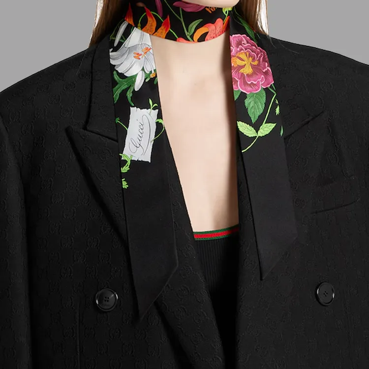 GUCCI Silk Scarves Women's Black-2