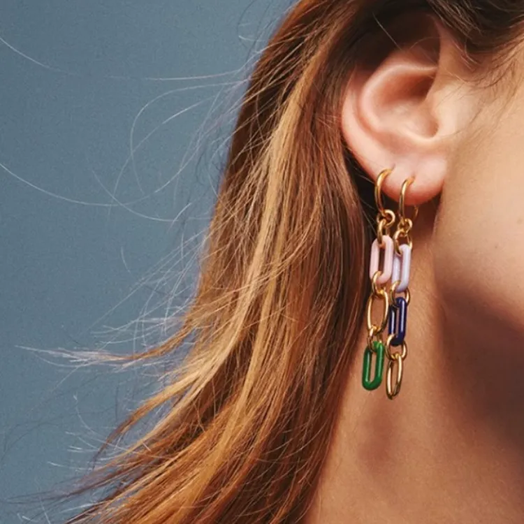 Agatha Acetate Earrings Women's Gold-2