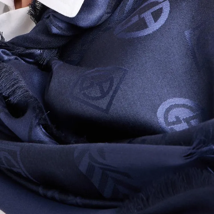 EMPORIO ARMANI Monogram Jacquard Virgin wool And Silk Stole-2