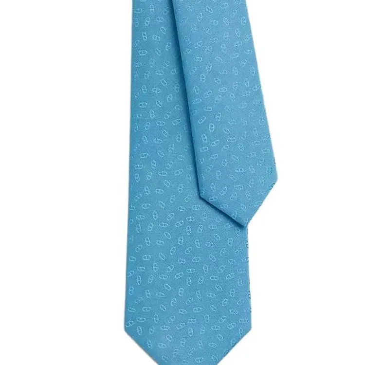 HERMES Mulberry Silk Ties Men's Lake Blue-1