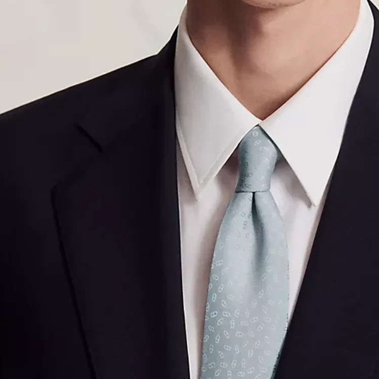 HERMES Silk Ties Men's Glacier Gray-2