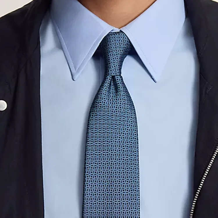 HERMES Silk Ties Men's Marine Blue-2