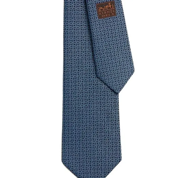 HERMES Silk Ties Men's Marine Blue-1