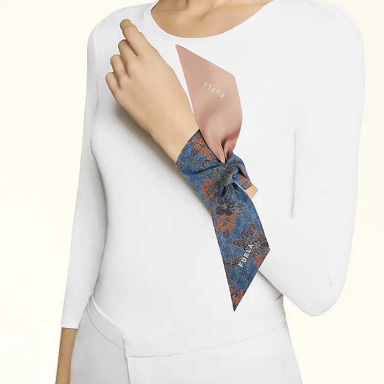 Furla Mulberry Silk Silk Scarves Women's Blue-2