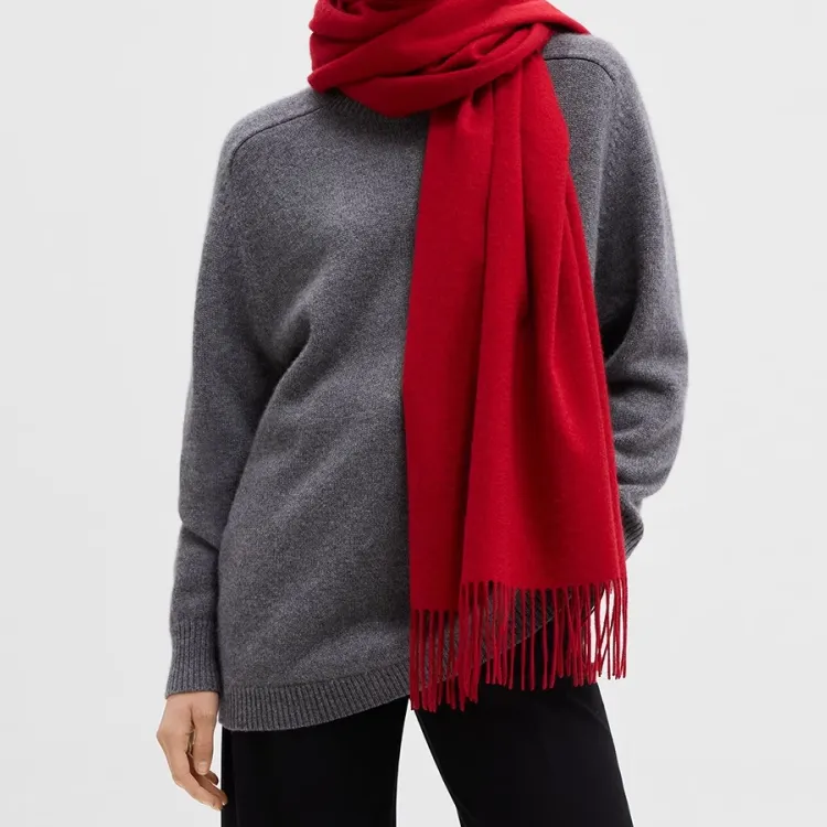 THEORY Cashmere Knit Scarves Women's Red-2