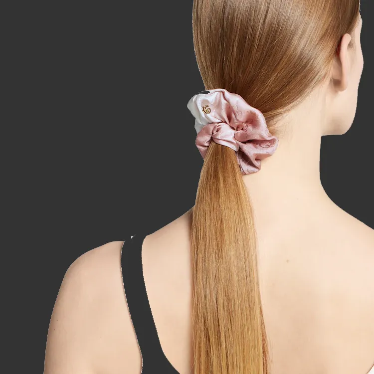 GUCCI Silk Hair Tie Women's Pink-2