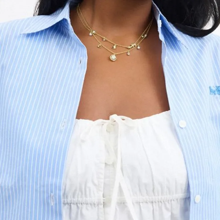 COACH Glass Necklaces Women's Gold-2