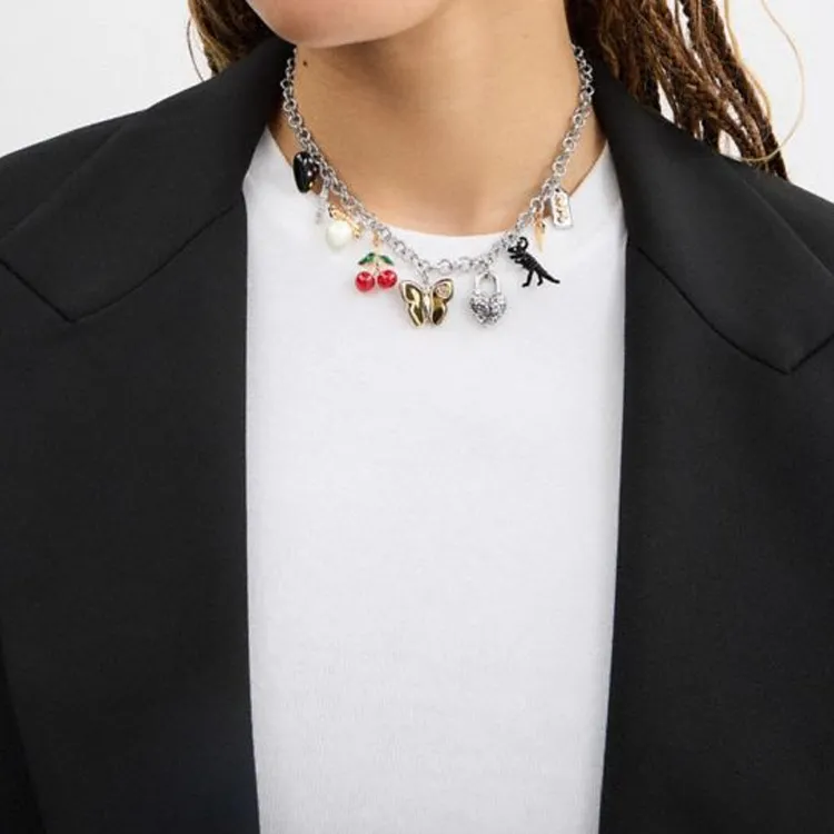 COACH Enamel Necklaces Women's Silver-2