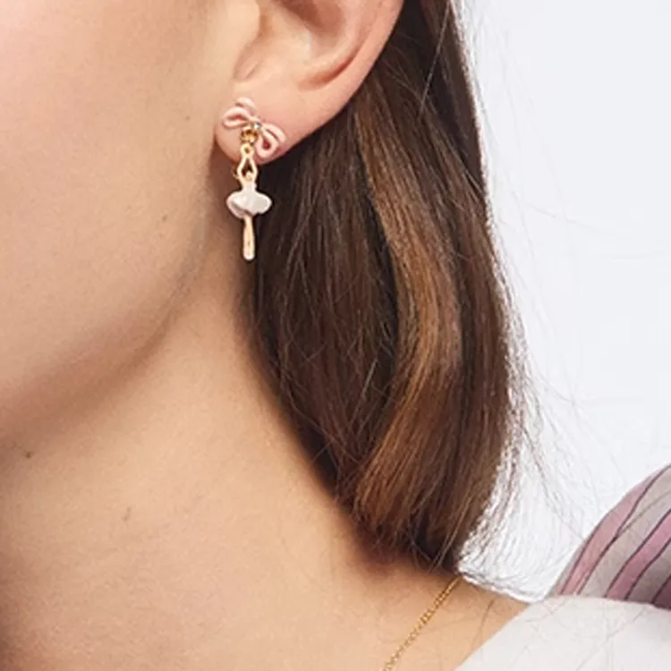 LES NEREIDES Gold Plated Clip On Earrings Women's Pink-2