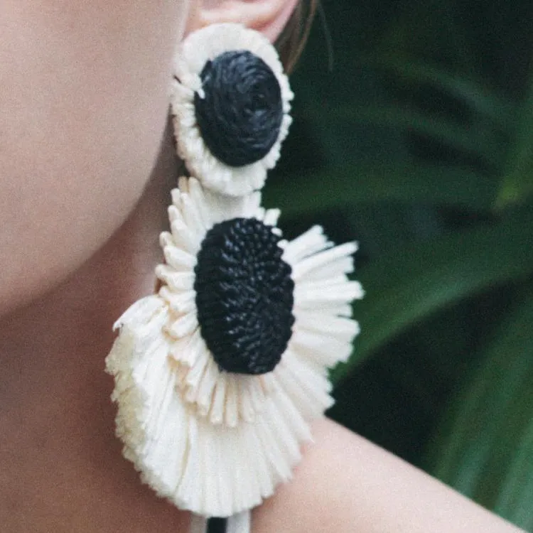 ZARA Brass Earrings Women's White-2