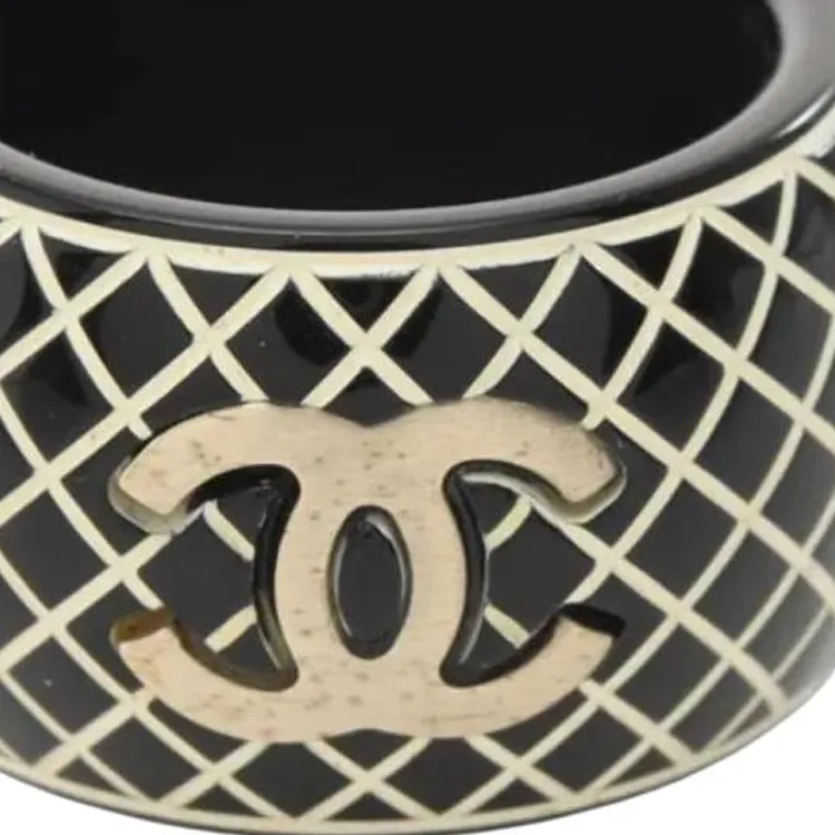 CHANEL Plastic Rings Women's Black-2