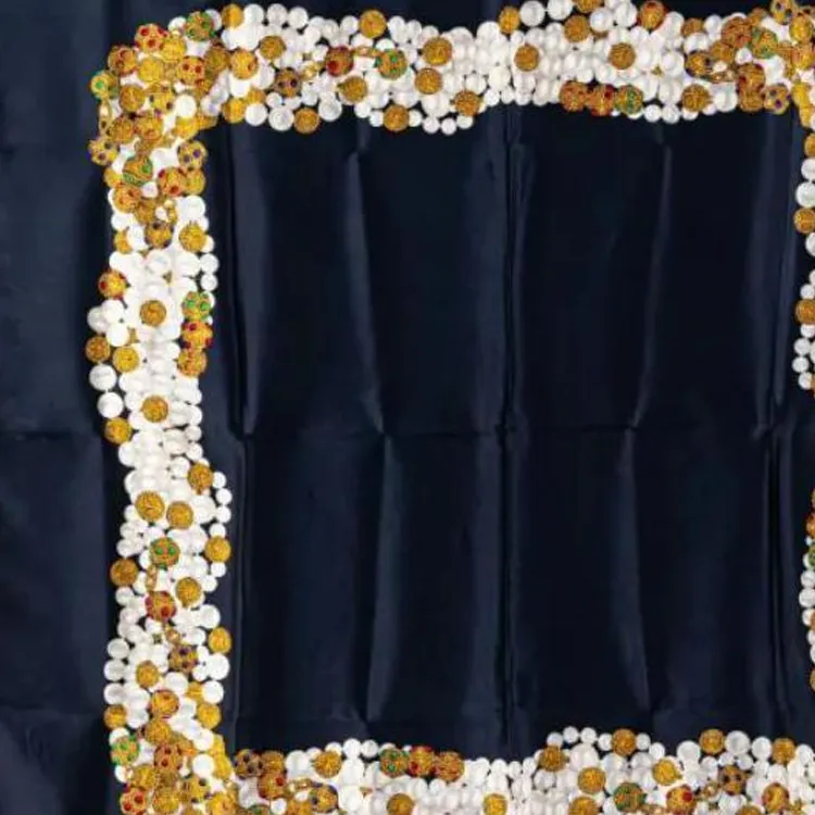 CHANEL 20th Century Pearls And Gripoix Priinted Silk Scarf Scarves-1
