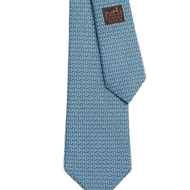 HERMES Mulberry Silk Ties Men's Sky Blue-1