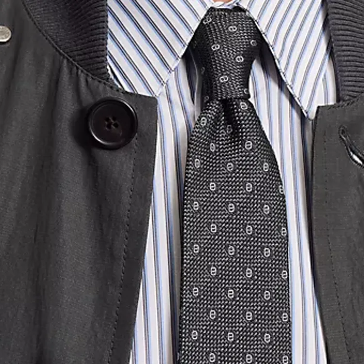 HERMES Mulberry Silk Ties Men's Charcoal Gray-2
