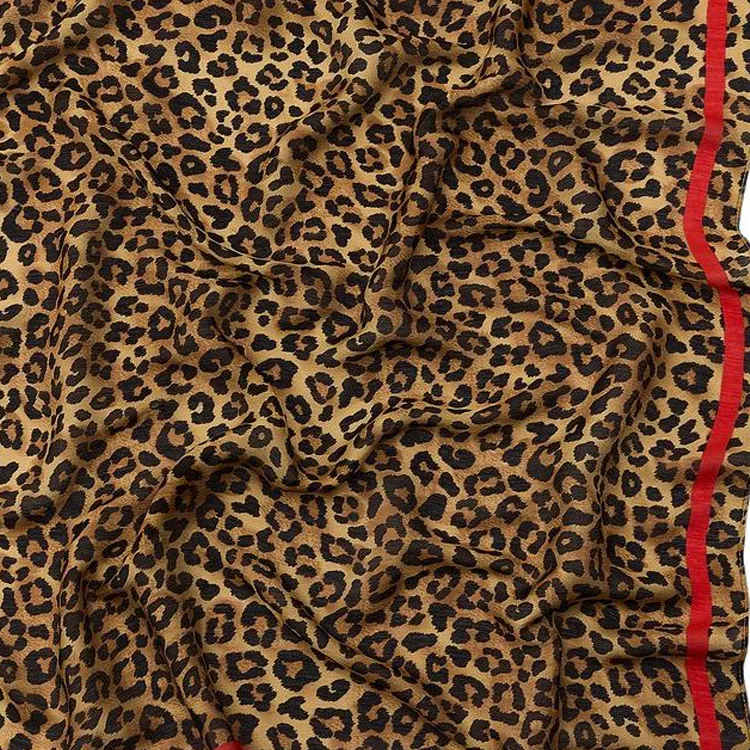 ZARA Mulberry Silk Scarves Women's Leopard Print-1
