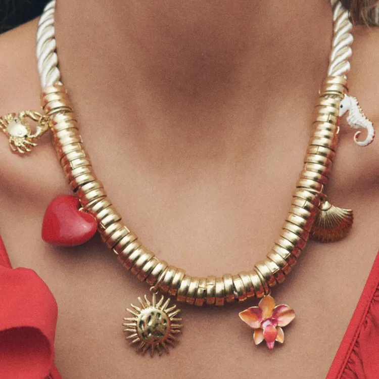 ZARA Brass Necklaces Women's Gold-2