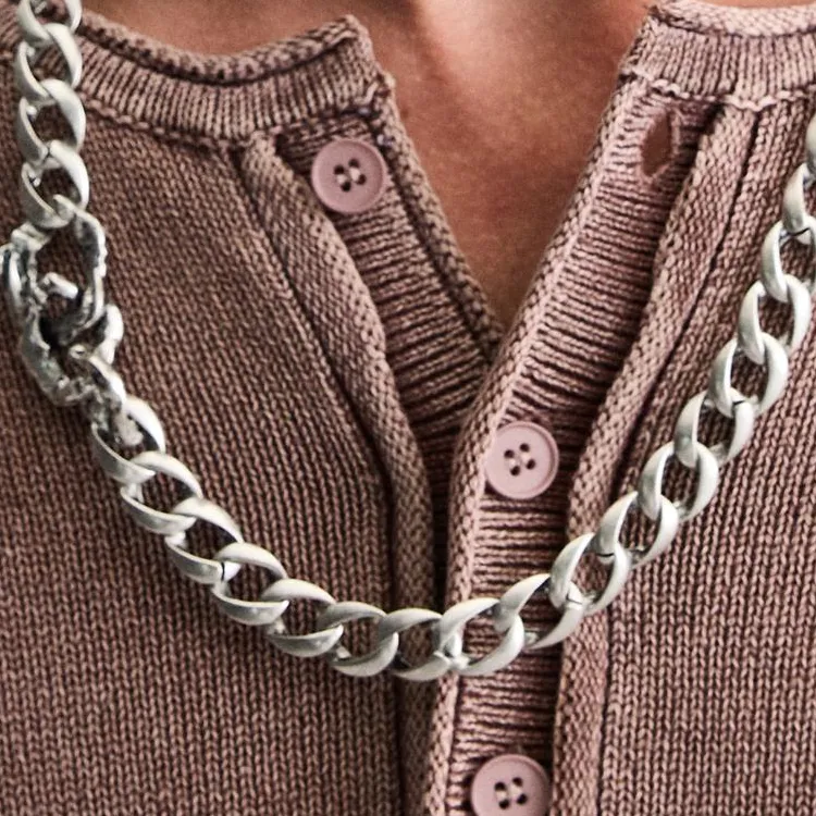 ZARA Metal Necklaces Men's Silver-2