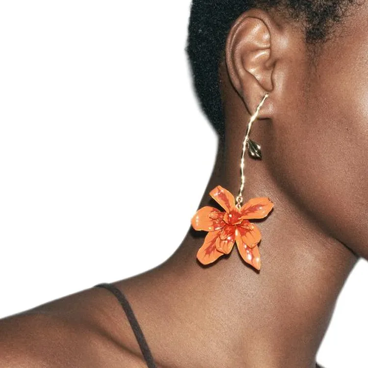 ZARA Metal Earrings Women's Gold-2