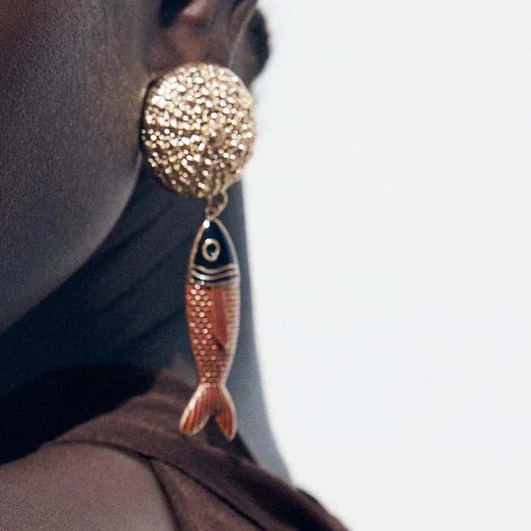 ZARA Metal Earrings Women's Gold-2