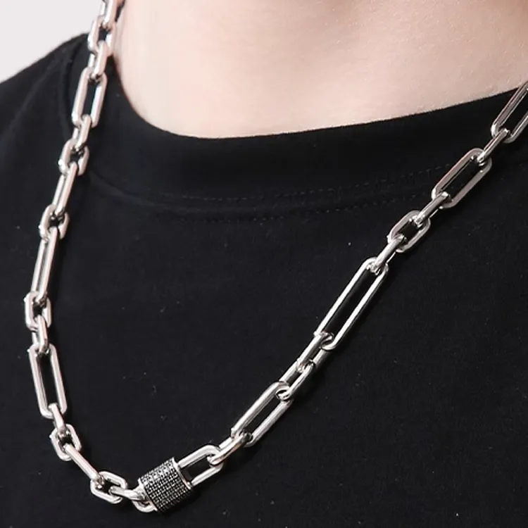 BROSWAY Titanium Steel Necklaces Men's Silver-2