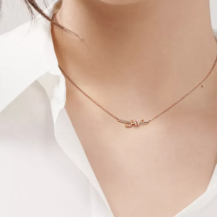 TIFFANY & CO. Diamond Necklaces Women's Rose Gold-2