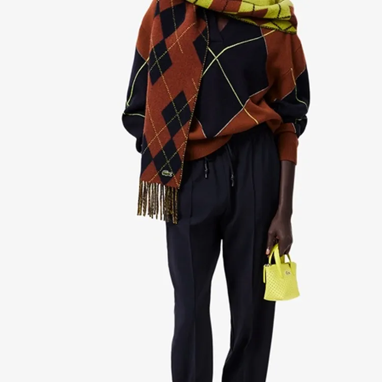 LACOSTE Wool Knit Scarves Women's Light Brown-2