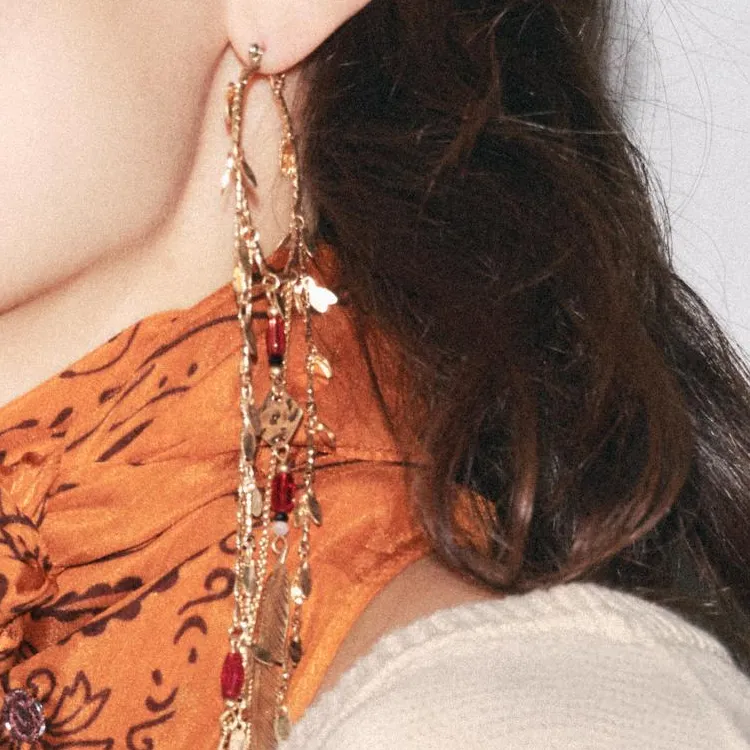 ZARA Metal Earrings Women's Gold-2