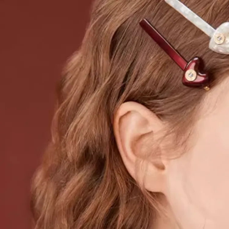 EVITA PERONI Acetate Plate Hair Clips Women's Gemstone Red-2