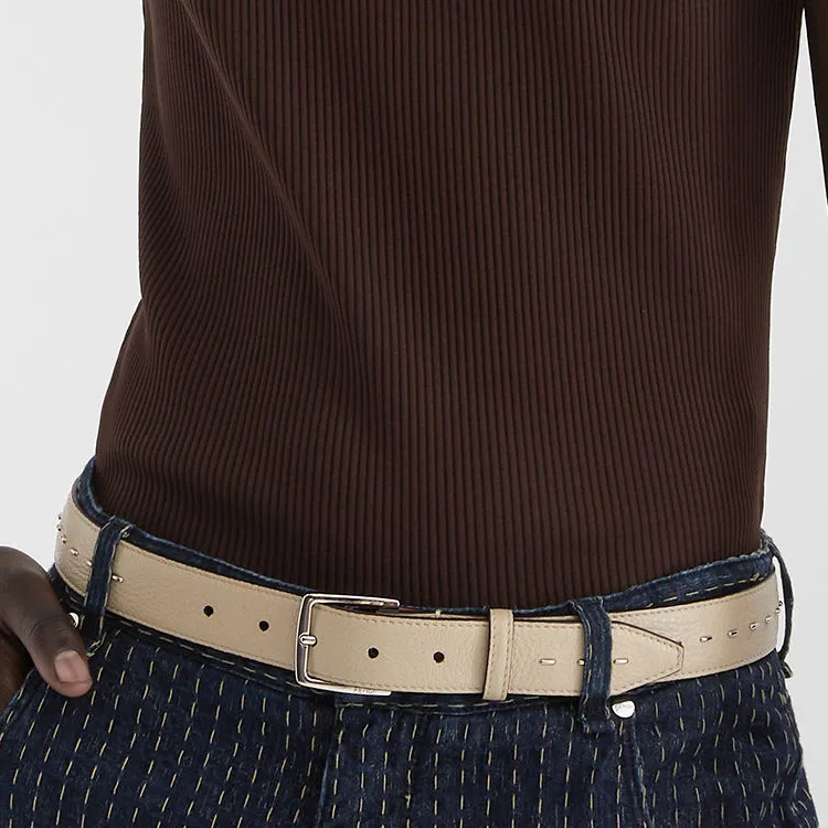 FENDI Calfskin Leather Belts Men's White  -2