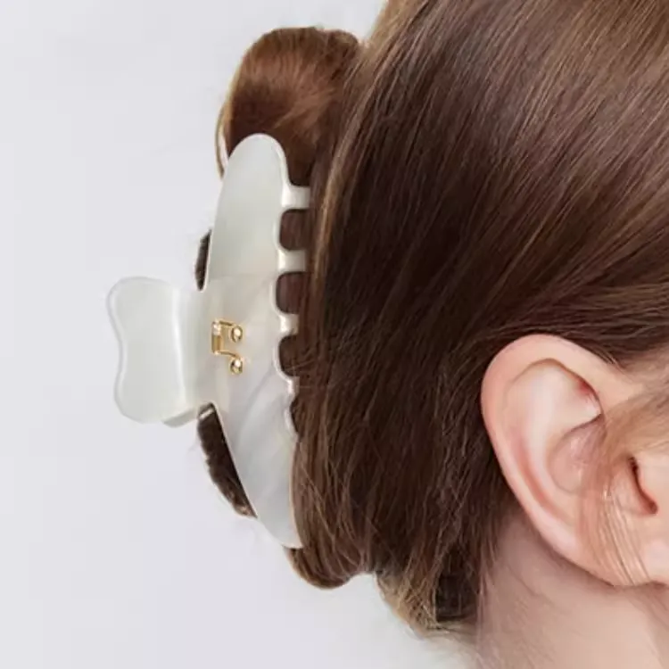 EVITA PERONI Acetate Plate Hair Clips Women's White-2