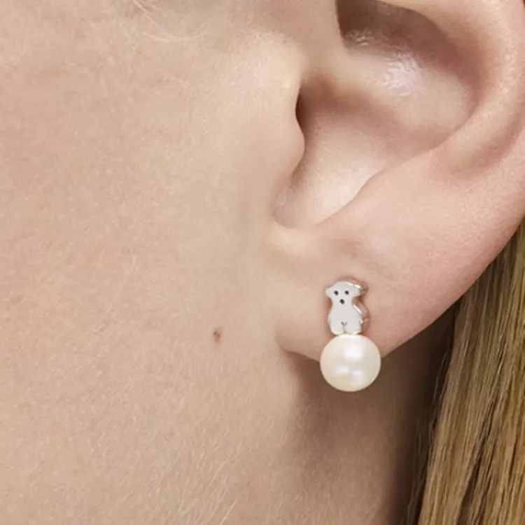 TAOSIXIONG 925 Sterling Silver Stud Earrings Women's Silver-3
