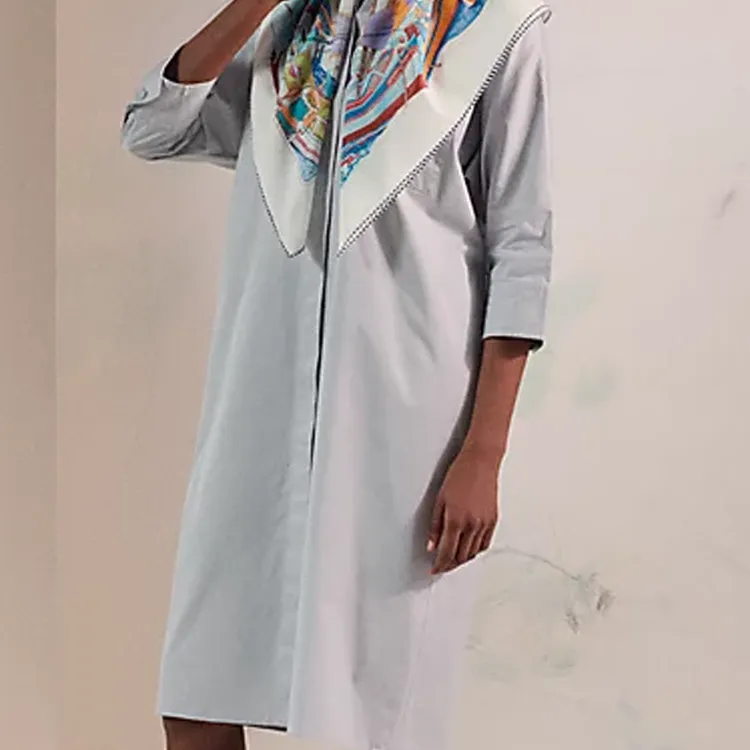 HERMES 100% Cotton Silk Scarves Women's White-2