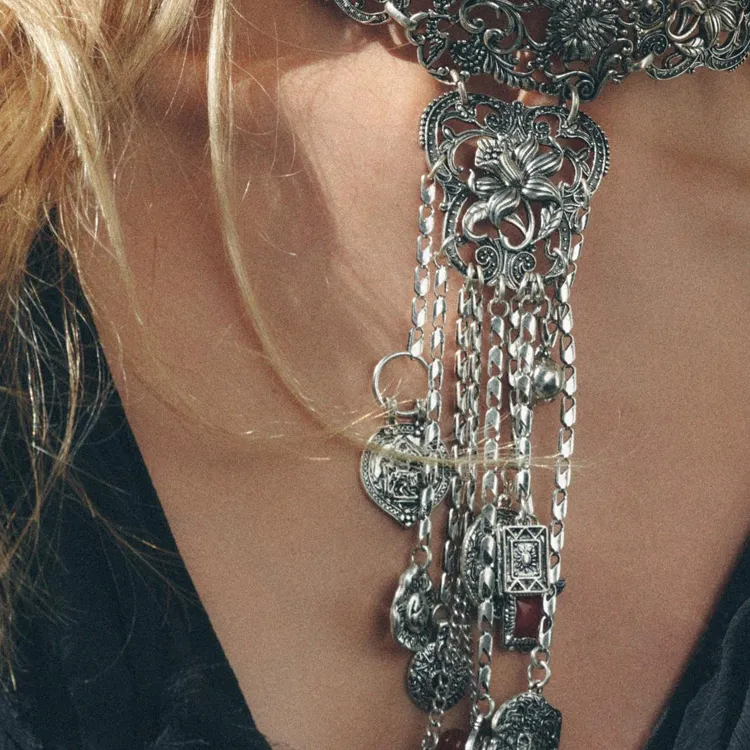 ZARA Metal Necklaces Women's Silver-2