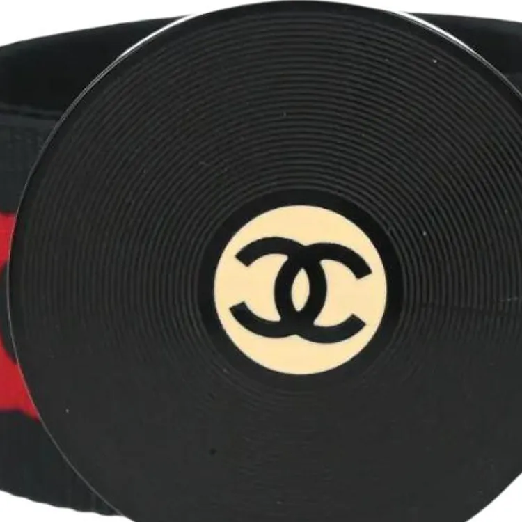 CHANEL Acrylic Belt Women's Black Width 4CM-2