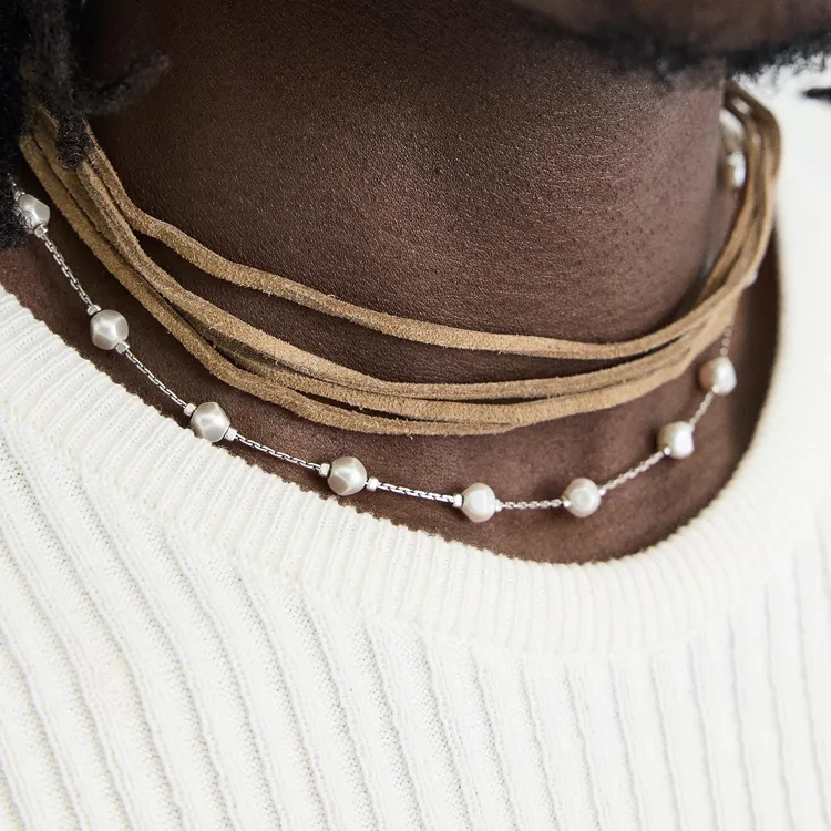 ZARA Metal Necklaces Men's Brown-2