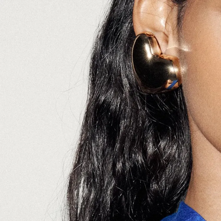 ZARA Metal Clip On Earrings Women's Gold-2