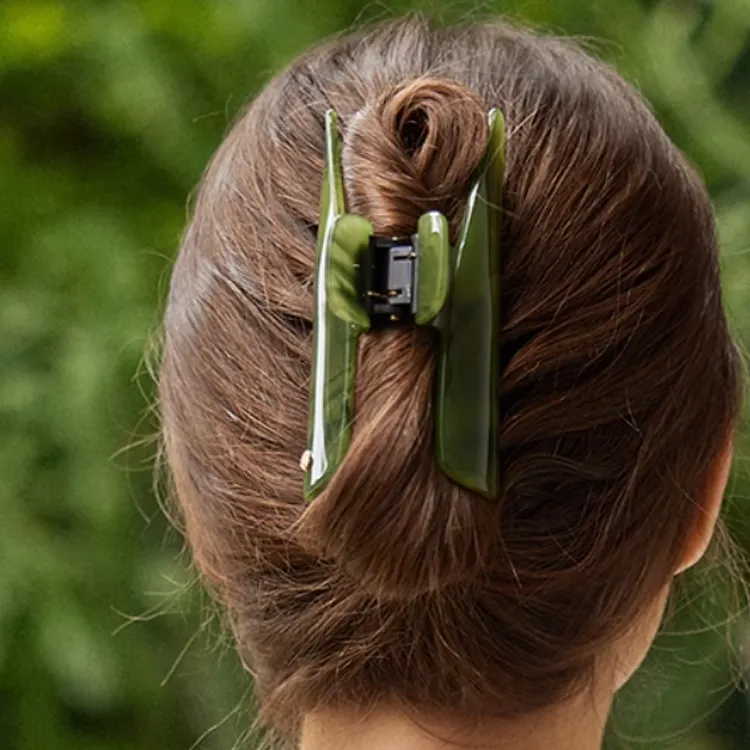 EVITA PERONI Acetate Plate Hair Clips Women's Blazing Shadow Green-2