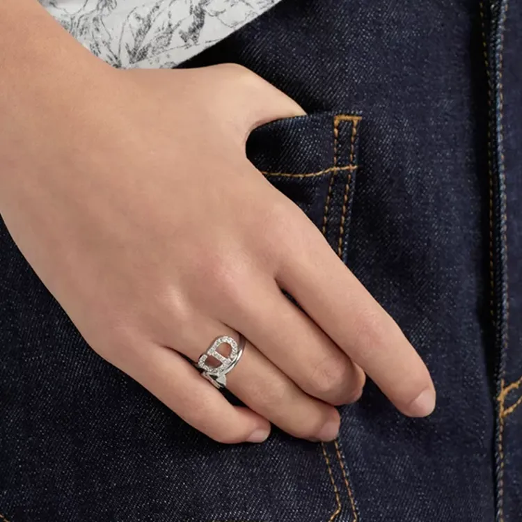 DIOR Crystal Rings Women's Silver-3