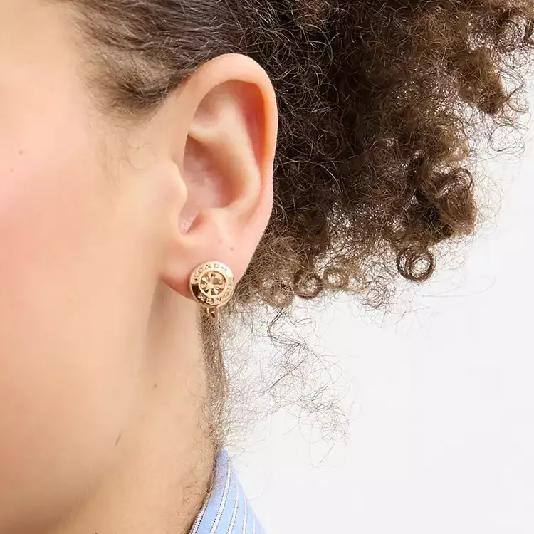 COACH Brass Plated Clip On Earrings Women's Gold-2