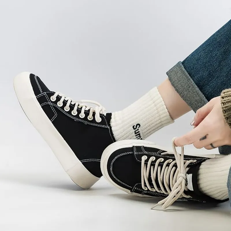 RENBEN Anti Slip And Wear Resistant Warm High Top Canvas Shoes Women's Black-6