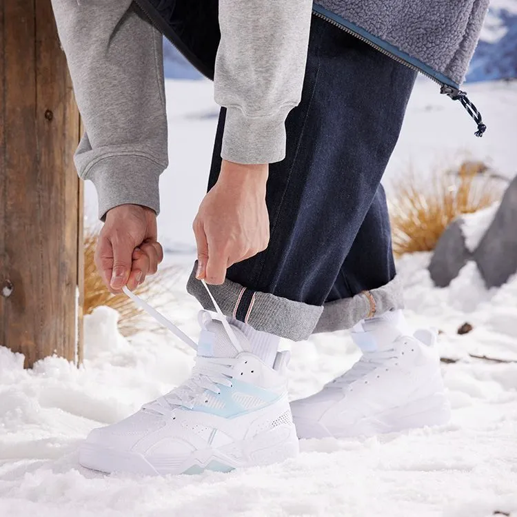 361° Thermal Slip Resistant And Abrasion Resistant High Top Winter Padded Skateboard Shoes White Blue-9