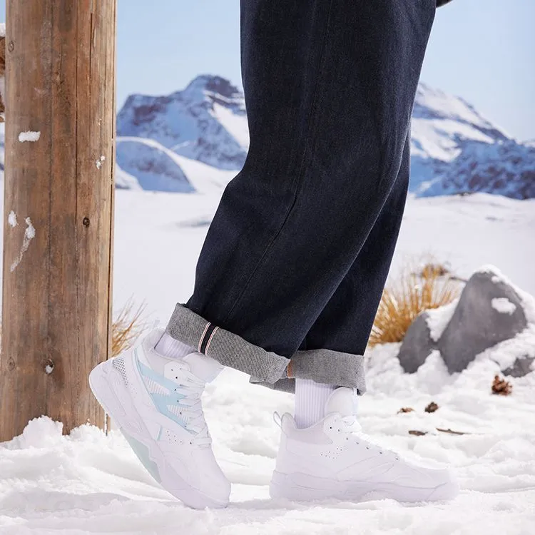 361° Thermal Slip Resistant And Abrasion Resistant High Top Winter Padded Skateboard Shoes White Blue-6