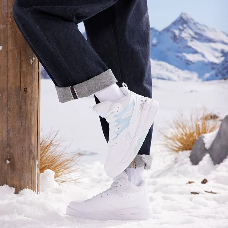 361° Thermal Slip Resistant And Abrasion Resistant High Top Winter Padded Skateboard Shoes White Blue-7