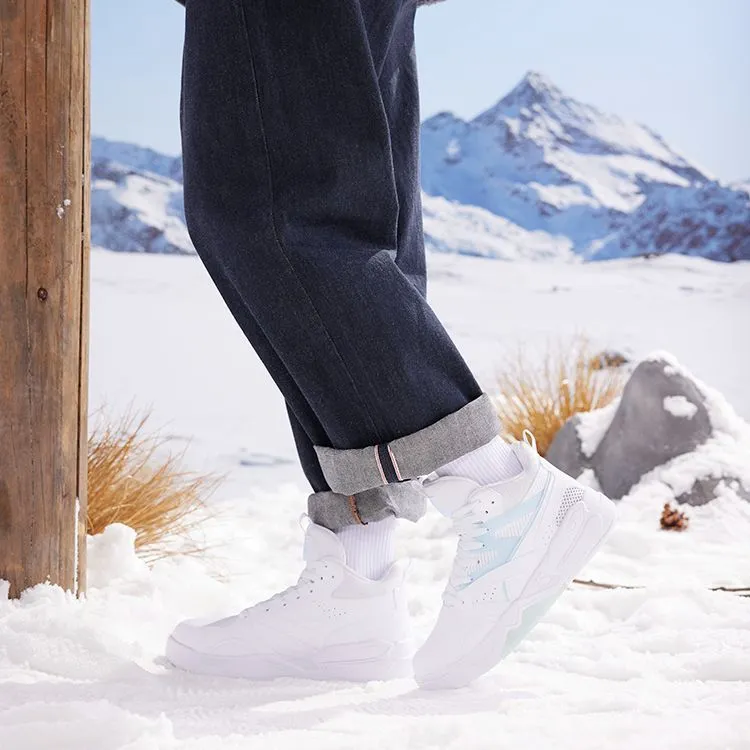 361° Thermal Slip Resistant And Abrasion Resistant High Top Winter Padded Skateboard Shoes White Blue-8