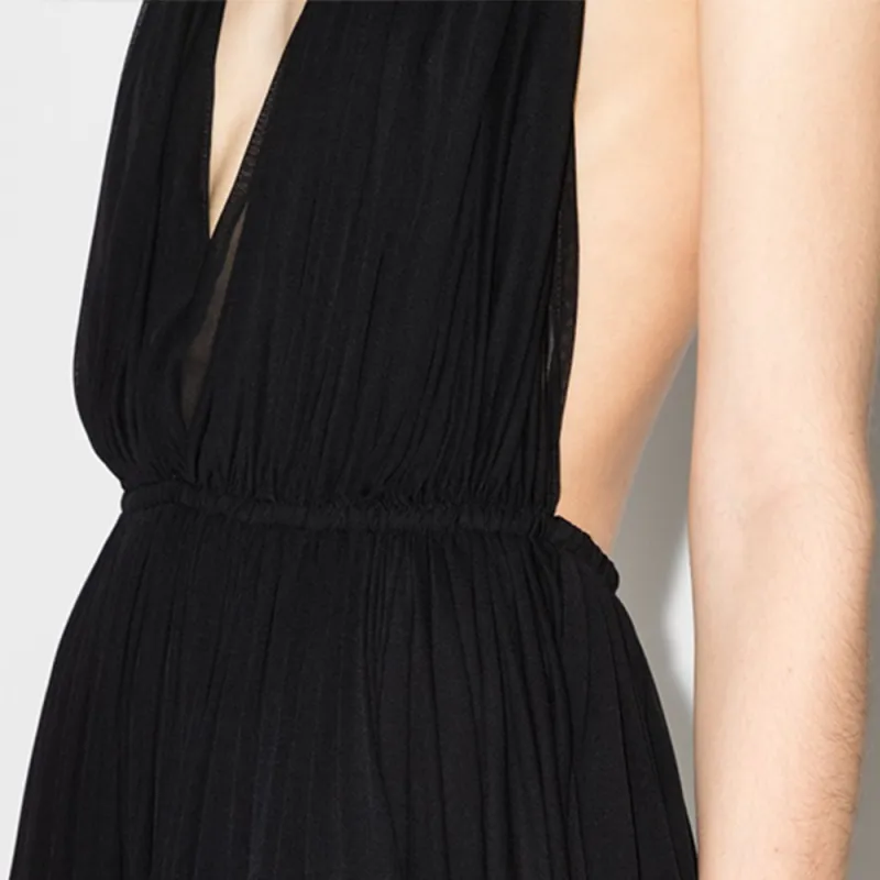 SAINT LAURENT Gathered Open Back Dress-6